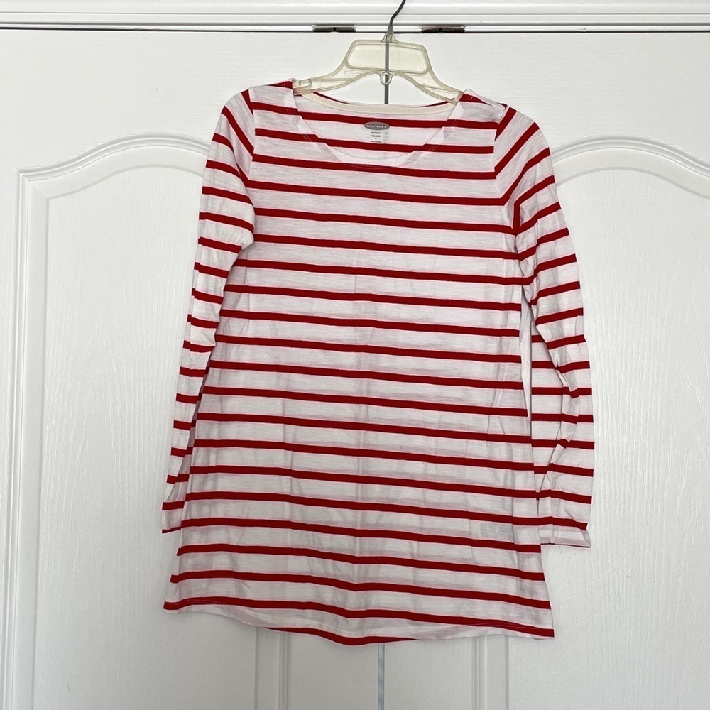 Old Navy Red White Striped Maternity Tunic S